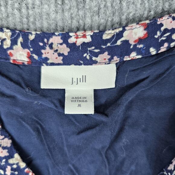 J Jill Dress Womens Medium Ditzy Floral 3/4 Sleeve Maxi Boho Tiered Coastal - Picture 2 of 7